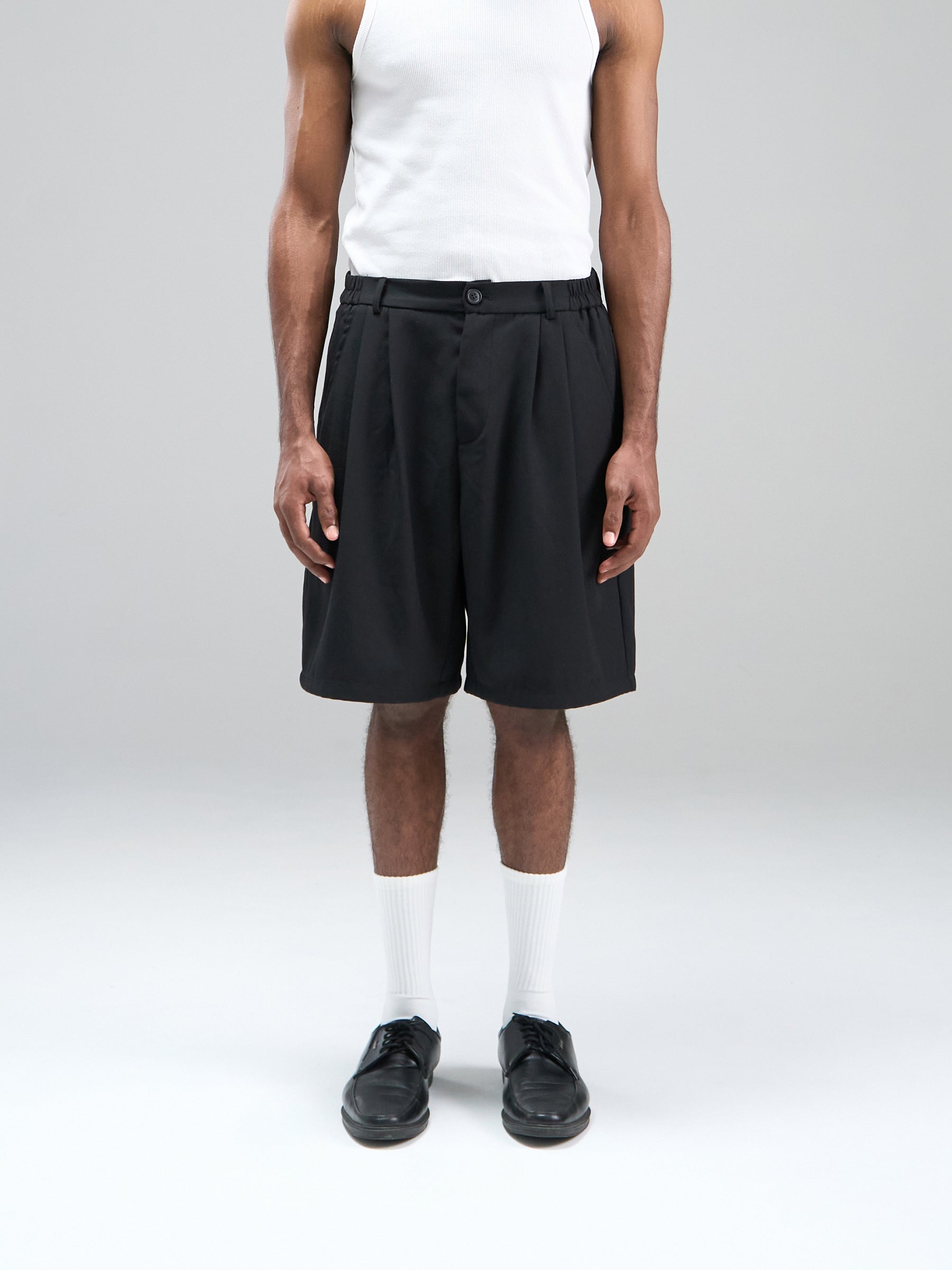 Structured Pleated Shorts