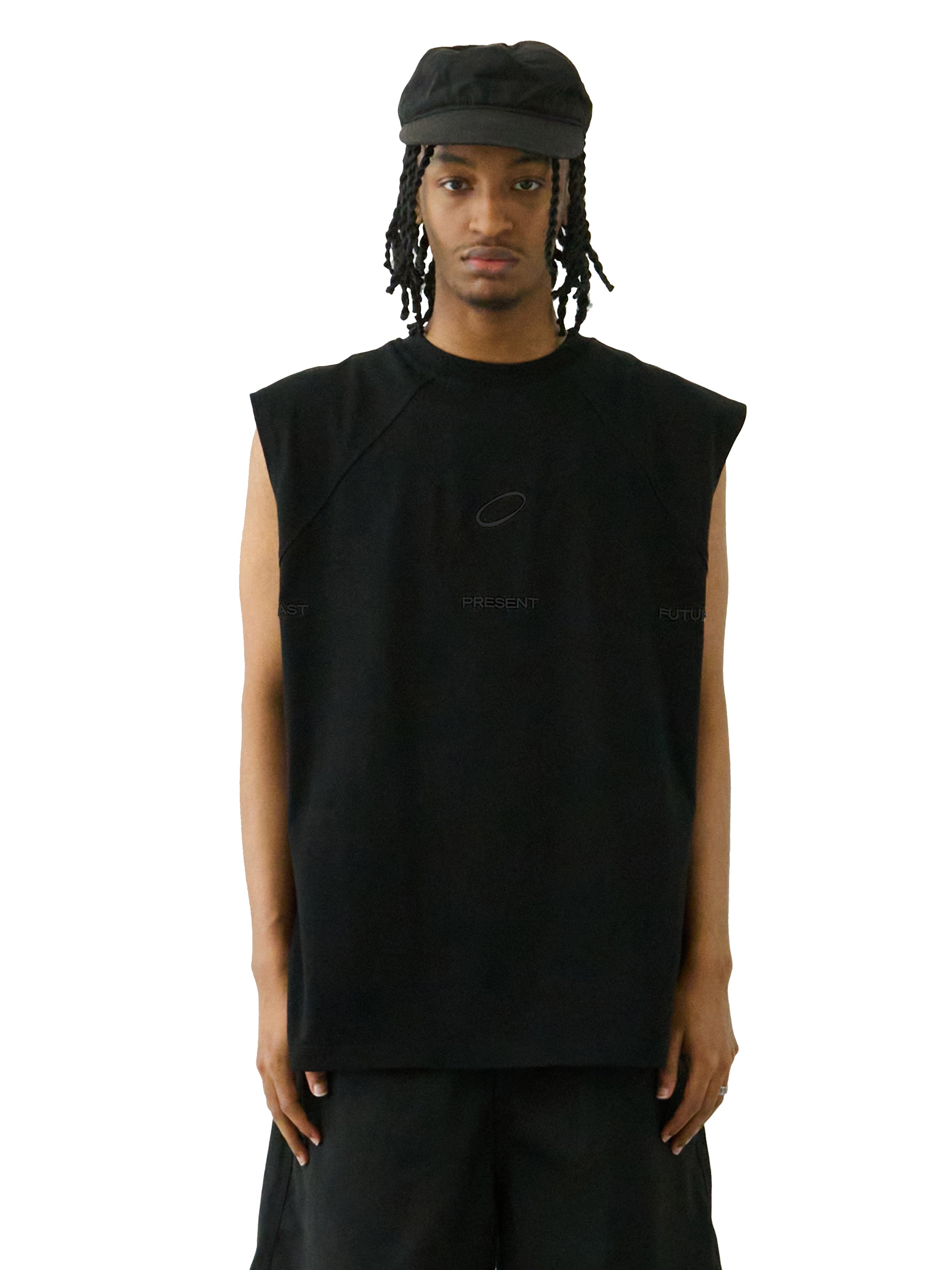 Logo Raglan Tank Top (Black Embroidery)