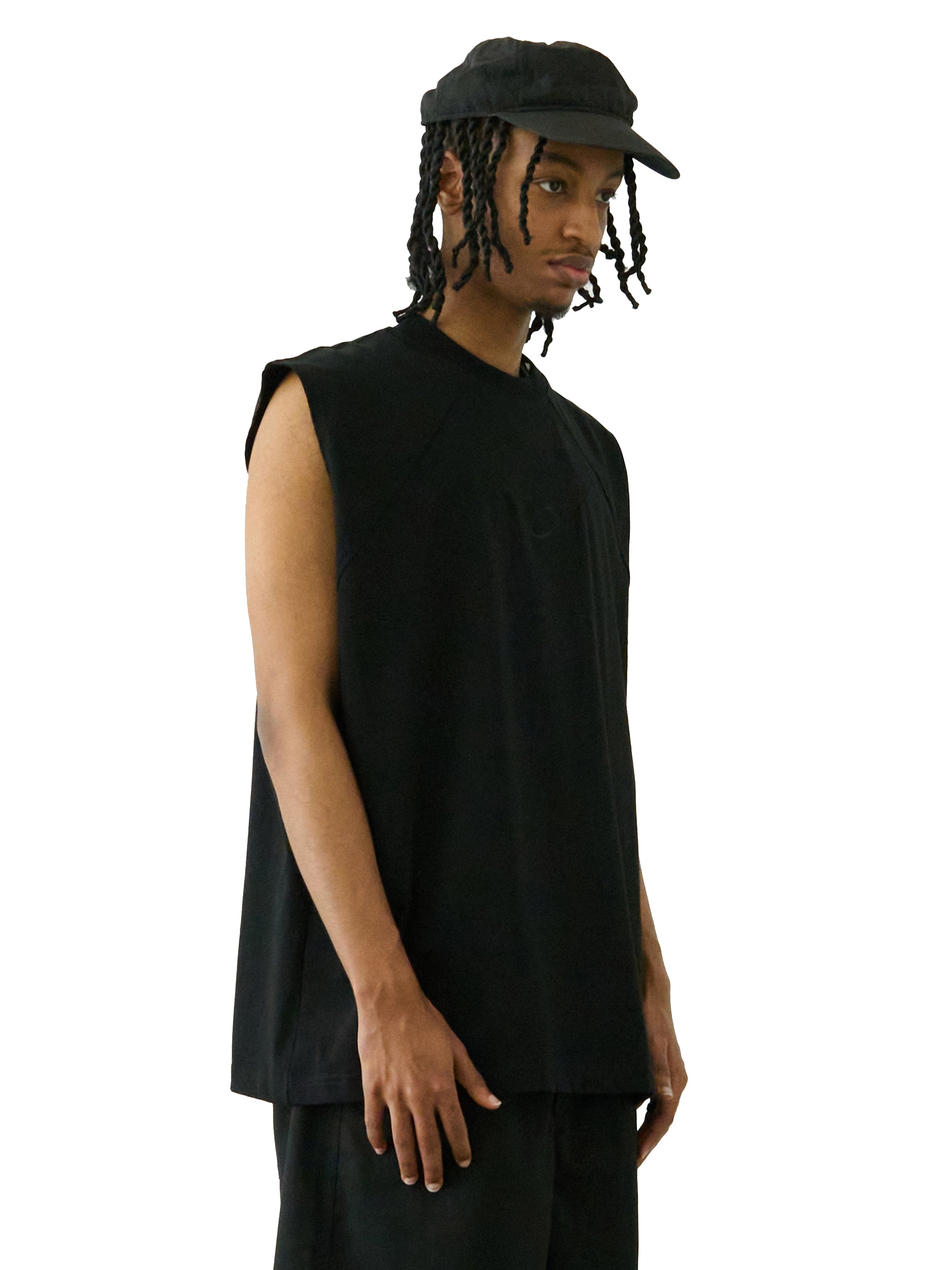 Logo Raglan Tank Top (Black Embroidery)